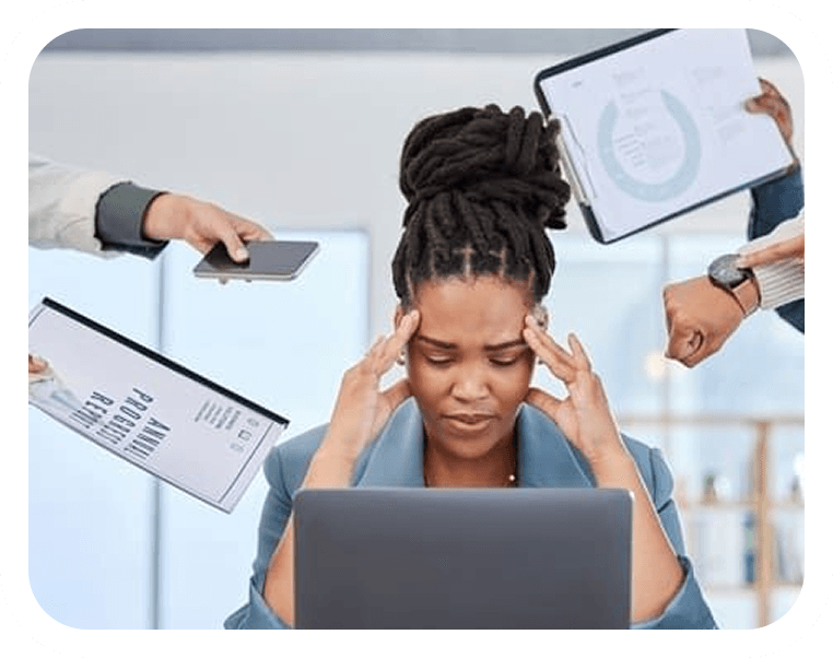 Frustrated founder at desk